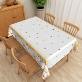 Aperturee - Aperturee Autumn Maple Leaves Rectangle Tablecloth in Red and Brown for Fall Season and Thanksgiving Decor